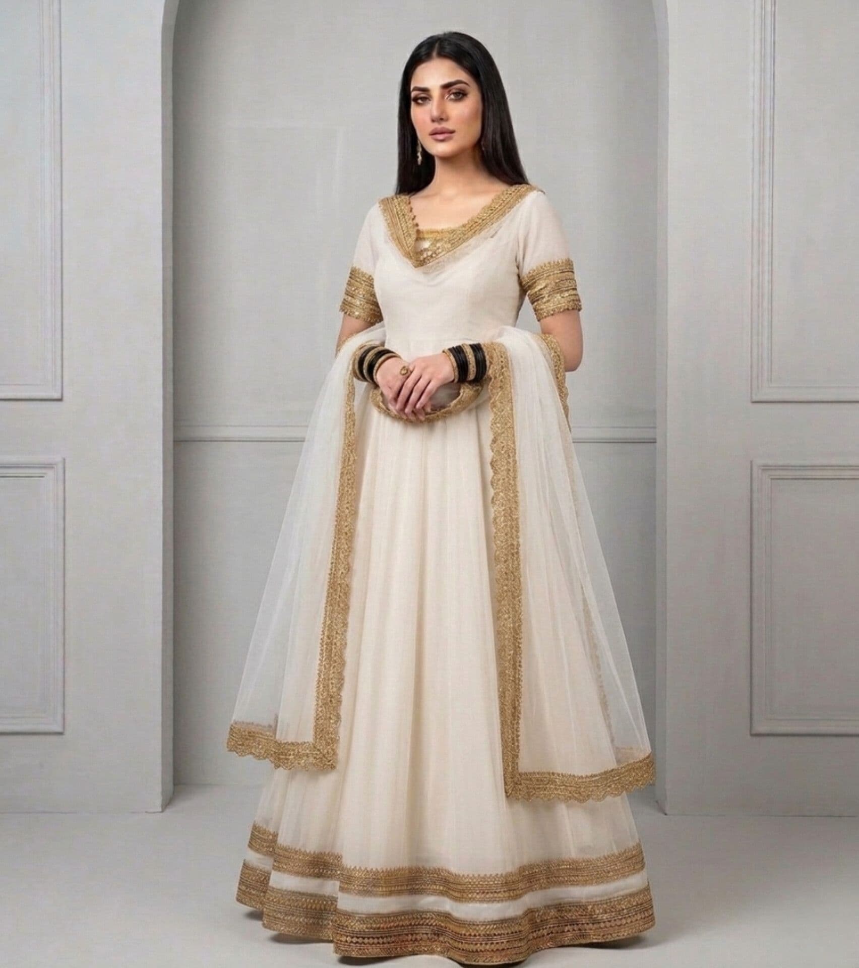 Golden Whisper Anarkali